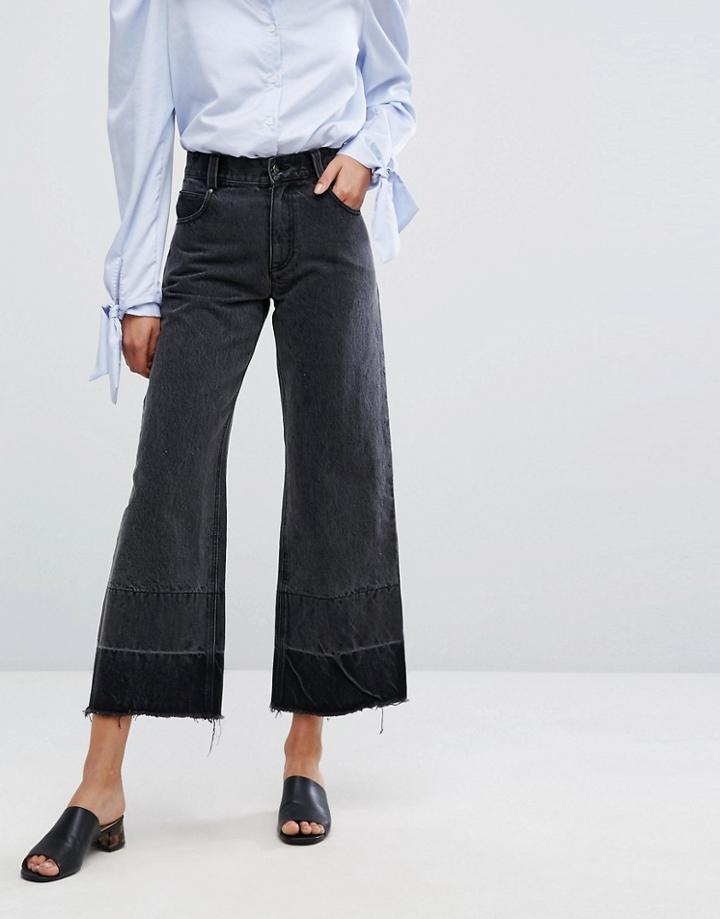 Evidnt Hem Detail Wide Leg Jean - Black