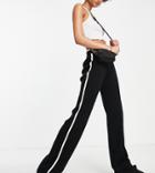 4th & Reckless Tall Contrast Piping Open Back Knitted Pants In Black - Part Of A Set