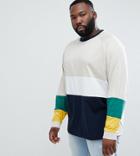 Asos Design Plus Oversized Long Sleeve T-shirt With Bright Color Block In Red - Multi
