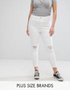 New Look Plus Ripped Skinny Jeans - White
