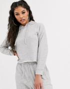 Asos Design Lounge Mix & Match Loopback Raw Edge Hoodie-gray