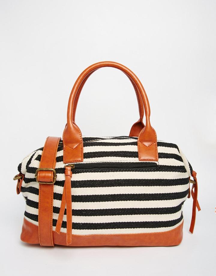 Yoki Fashion Striped Canvas Weekend Holdall