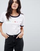 Noisy May Dreamer Ringer T-shirt - White