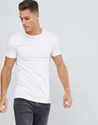 Asos Design Longline Muscle Fit T-shirt With Crew Neck In White - White