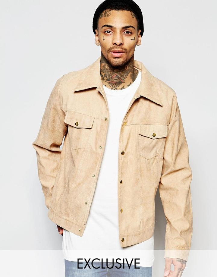 Liquor & Poker Faux Suede Western Jacket In Dark Tan - Dark Tan