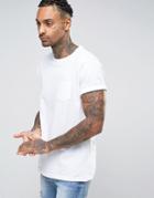 River Island Roll Sleeve Pocket T-shirt In White