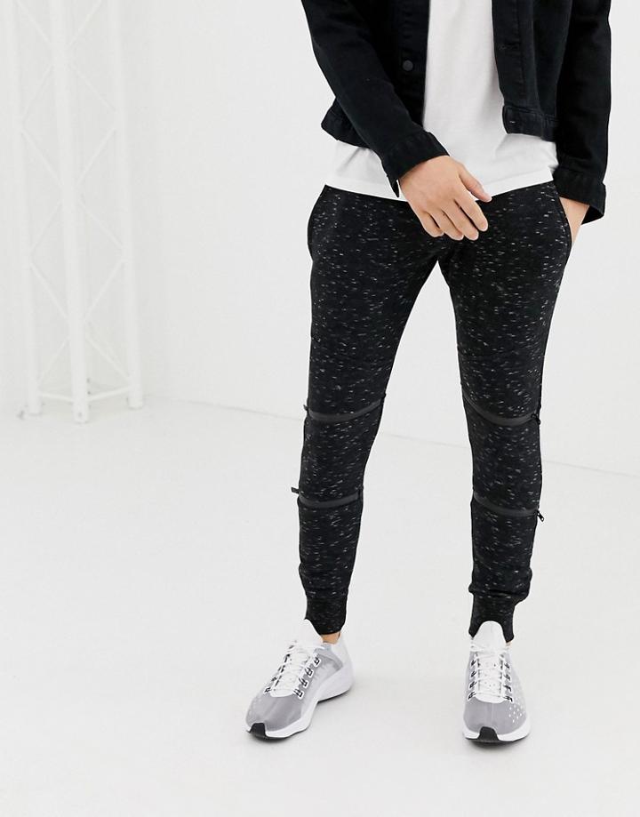 Brave Soul Skinny Fit Fleck Joggers - Black