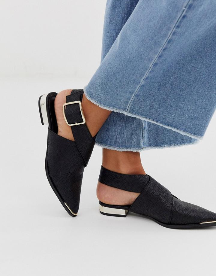 Asos Design Marco Pointed Flat Shoes In Black