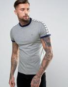 Fred Perry Slim Fit Sports Authentic Taped Sleeve T-shirt In Gray - Gray
