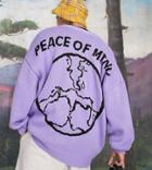 Collusion Cardigan With Peace Jacquard Back Print-purple
