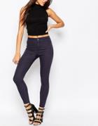 Asos Rivington High Waisted Denim Jeggings In Ink Gray Wash - Ink Grey