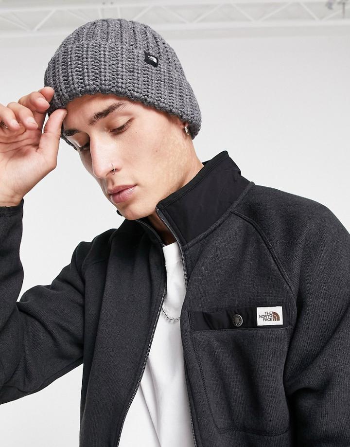 The North Face Chunky Watchman Beanie In Gray-grey