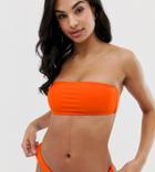 South Beach Exclusive Mix And Match Bandeau Bikini Top In Neon Orange