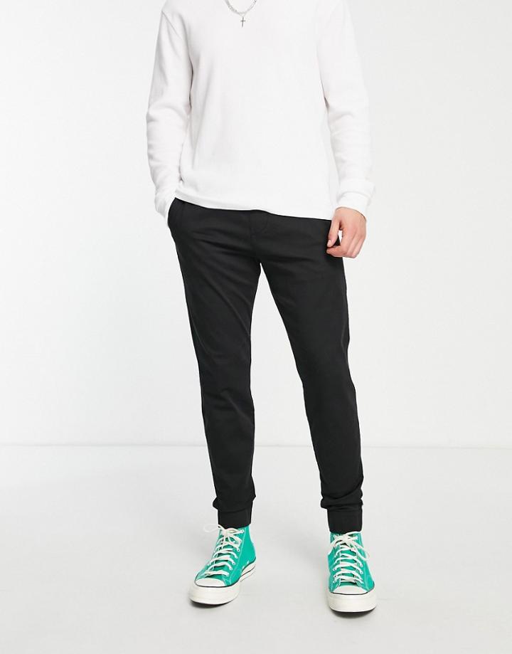Hollister Skinny Fit Cargo Sweatpants In Black With Pockets