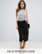 Asos Petite Pencil Skirt With Split Front - Black