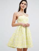 The 8th Sign Bonded Lace Skater Dress - Yellow
