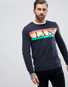 Asos Sweatshirt With La Chest Print & Contrast Ringer - Navy