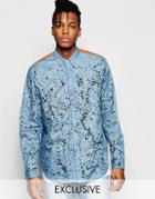 The New County Denim Shirt In Paint Splatter In Regular Fit - Blue
