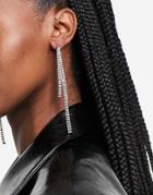 Asos Design Earrings With Front Back Crystal Drop In Silver Tone