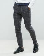 Asos Super Skinny Pants In Charcoal Windowpane Check - Gray