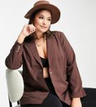 Vila Curve Blazer In Chocolate Brown