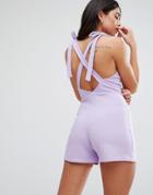 Oh My Love Romper With Strap Back - Purple