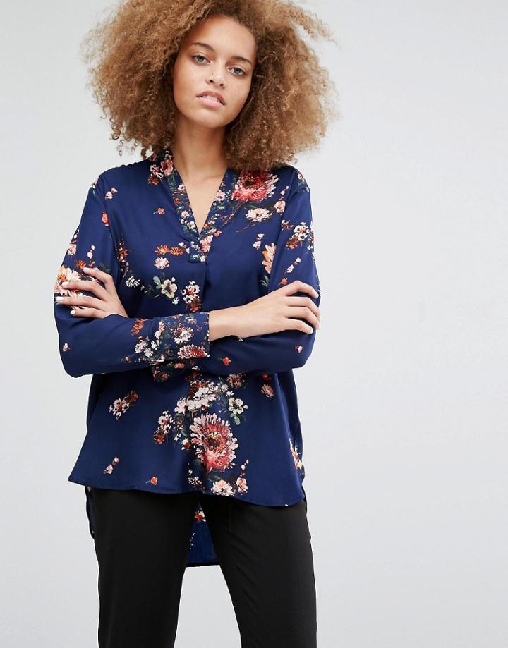 Warehouse Painted Floral Print Blouse - Multi