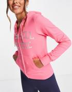 Russell Athletic Zip Through Logo Hoodie In Pink