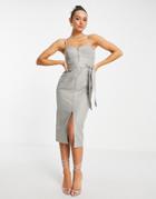 Whistles Zip Front Cami Dress In Gray-neutral