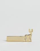 Asos Holidays Tie Bar With Stag - Gold