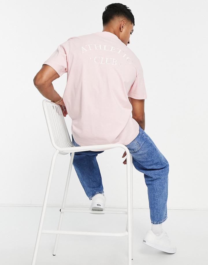 Jack & Jones Originals Oversized T-shirt With Athletic Embroidery In Pink