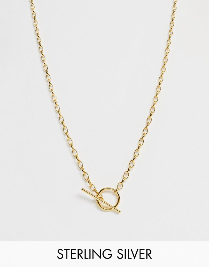 Astrid & Miyu 18k Gold Plated T Bar Necklace