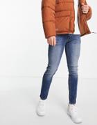 Jack & Jones Intelligence Liam Skinny Fit Jeans In Mid Blue Wash