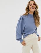 & Other Stories Puff Shoulder Marino Wool Sweater In Blue