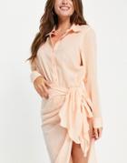 Asos Design Beach Shirt In Coral - Part Of A Set-pink