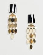 Asos Design Earrings In Geo Drop Design With Resin In Gold - Gold
