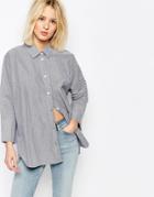 Weekday Striped Shirt - Navy White Stripe