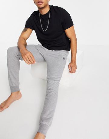 Emporio Armani Bodywear Terry Eagle Logo Sweatpants In Gray-grey