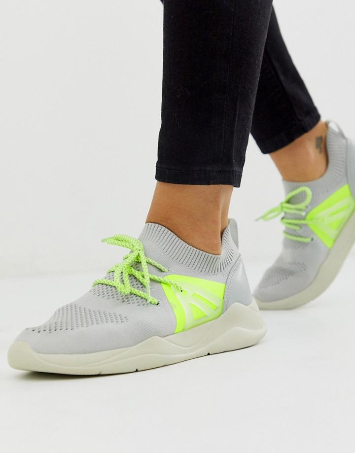 Asos Design Discipline Knitted Sneakers In Gray