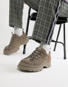 Asos Design Sneaker Shoes In Gray Suede With Chunky Sole - Gray