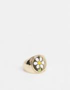 Asos Design Ring In Daisy Sovereign Design In Gold Tone