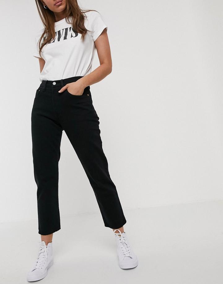 501 High Rise Straight Leg Crop Jeans In Black
