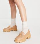 Glamorous Wide Fit Quilted Chunky Flat Shoe In Camel-neutral