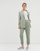 Asos Design Turn Up Tapered Sage Cord Suit Pants-green