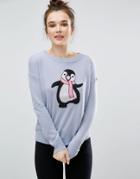 Brave Soul Penguin Dance Holidays Sweater - Blue
