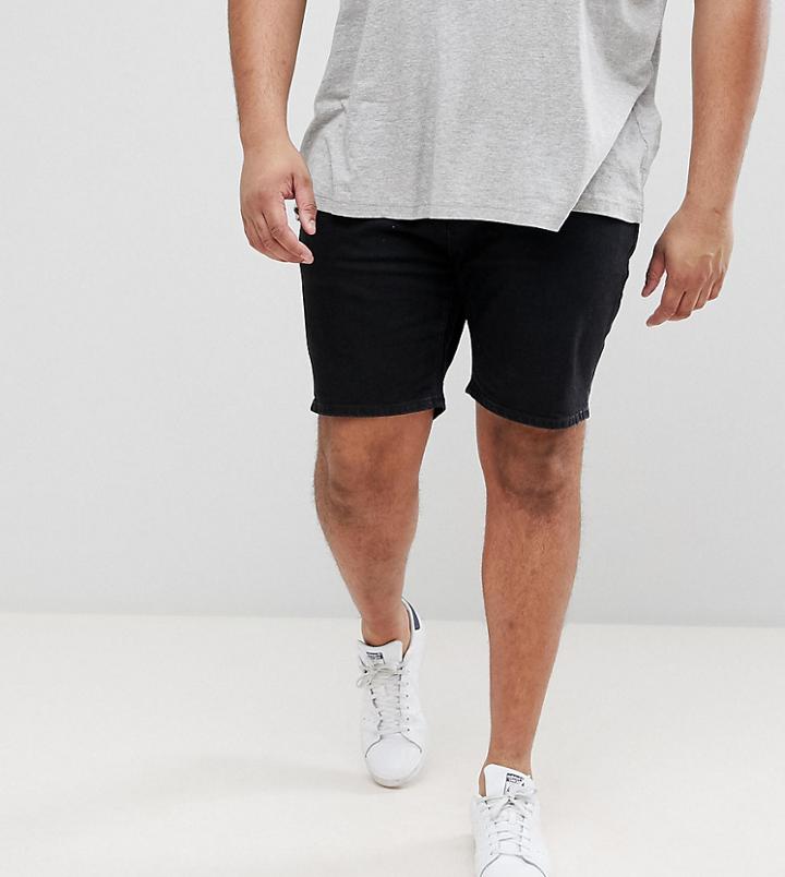 Asos Plus Denim Shorts In Skinny Black - Black
