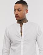 Bershka Grandad Collar Shirt In White