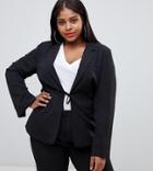 Unique21 Hero Plus Tie Front Blazer Two-piece - Black