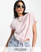 Allsaints X Asos Exclusive Coni Crop Tied Tee In Pink