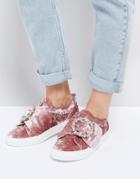Asos Dragonfly Embellished Buckle Sneakers - Pink